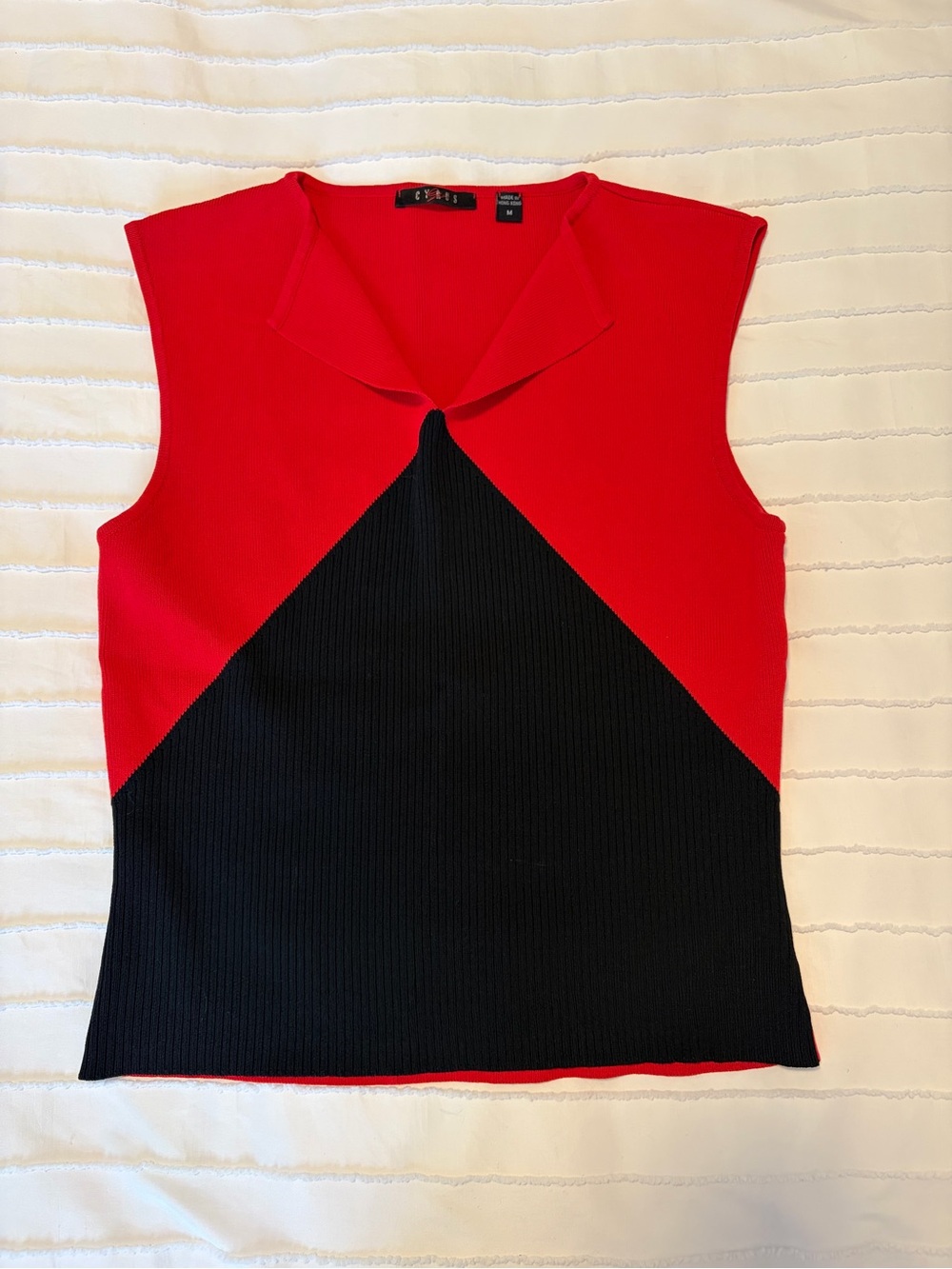 Cyrus Red and Black Geometric Sleeveless Tank
